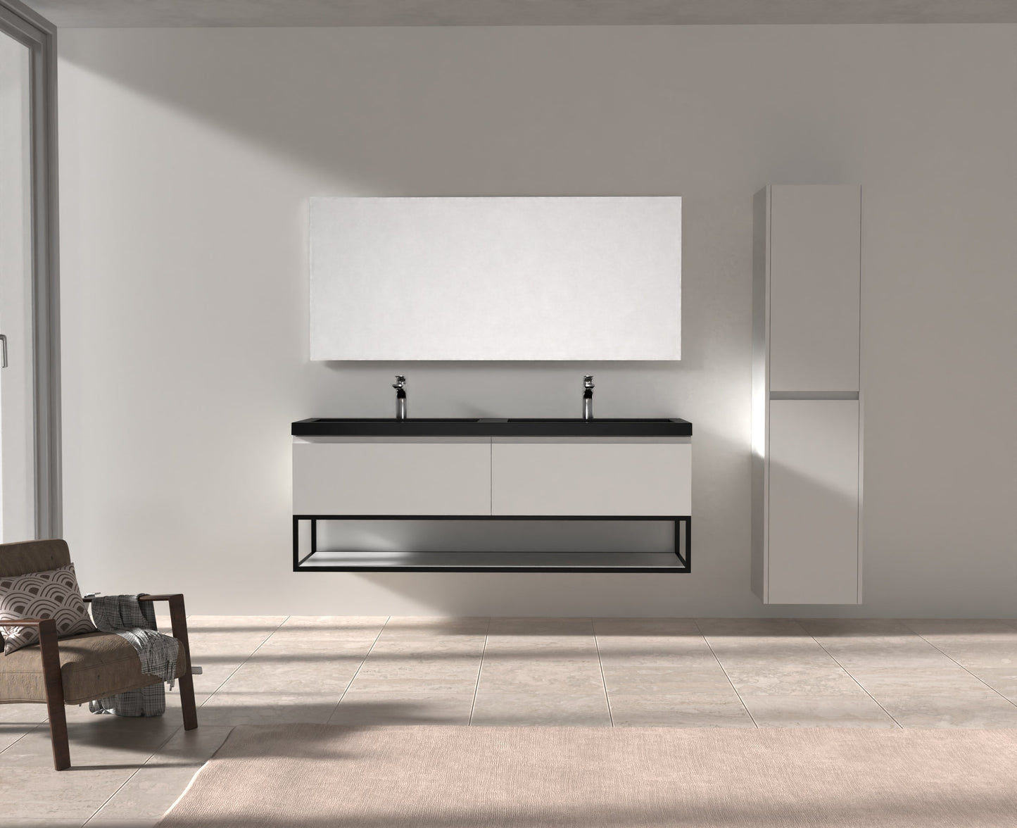 Evos Boutiques 63 in black countertop vanity with white