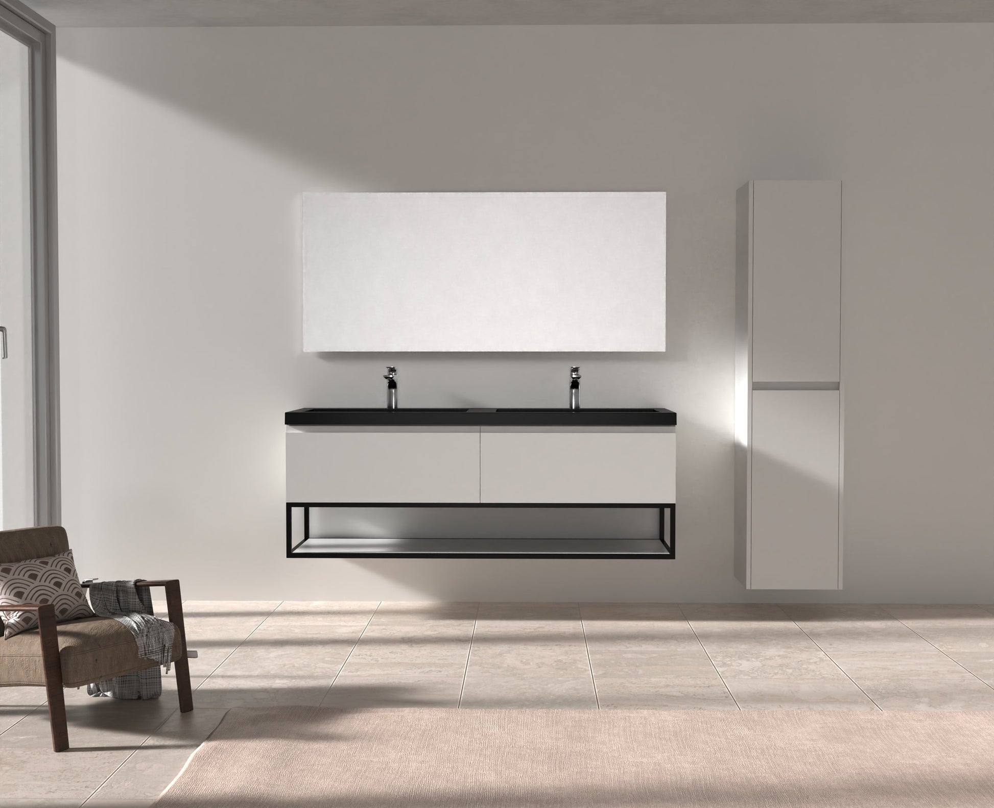 Evos Boutiques 63 in black countertop vanity with white