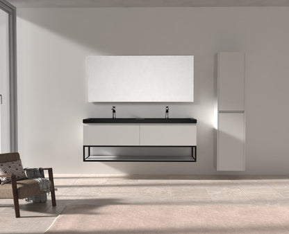 Evos Boutiques 63 in black countertop vanity with white