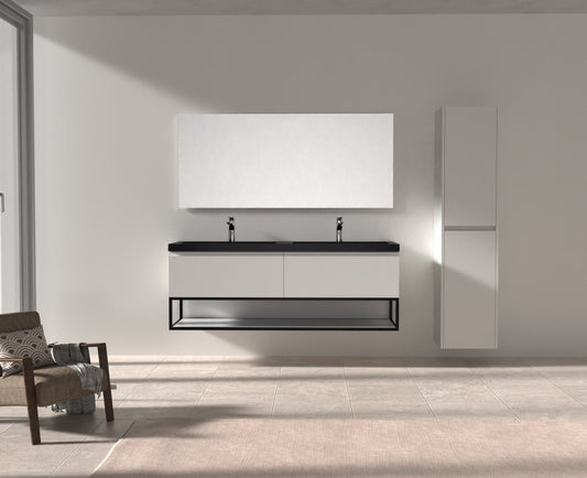 Evos Boutiques 63 in black countertop vanity with white