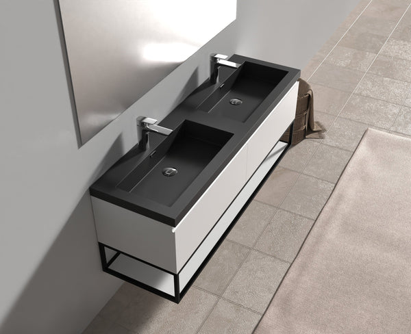 Evos Boutiques 63 in black countertop vanity angled view