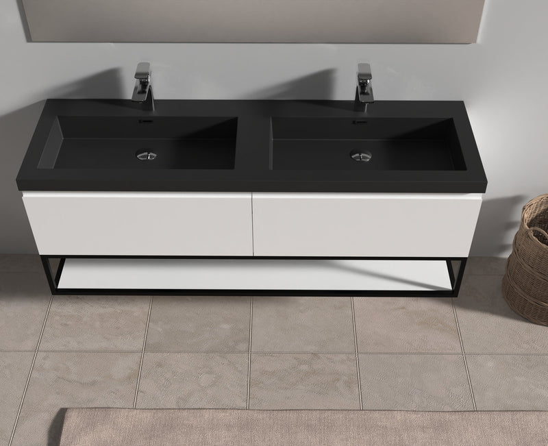 Evos Boutiques 63 in black countertop vanity front view