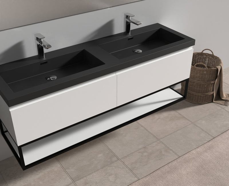 Evos Boutiques 63 in black countertop vanity side view