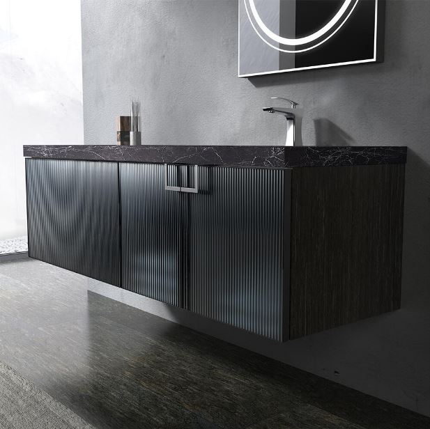 Evos Boutiques 63 in black wall mounted vanity   side view