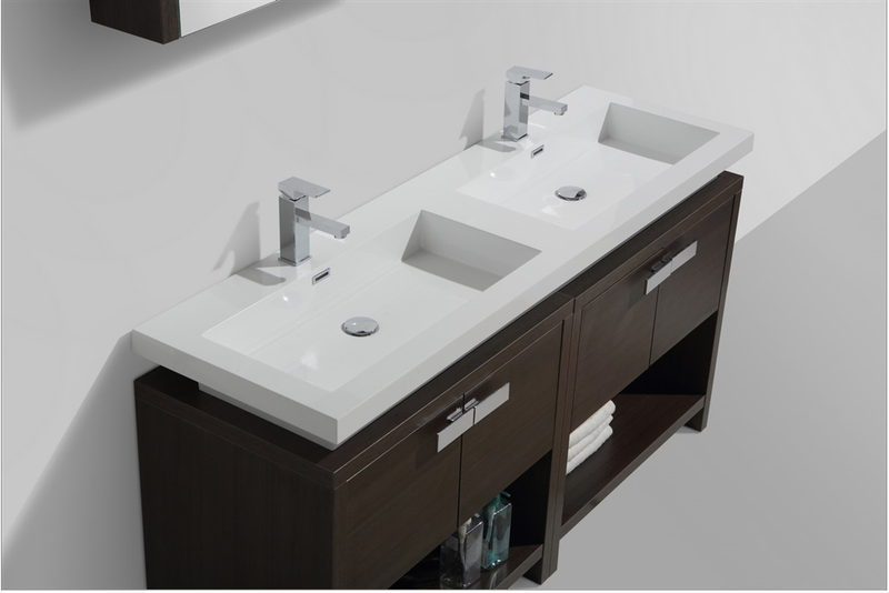 Evos Boutiques 63 in double bathroom vanity  angle view