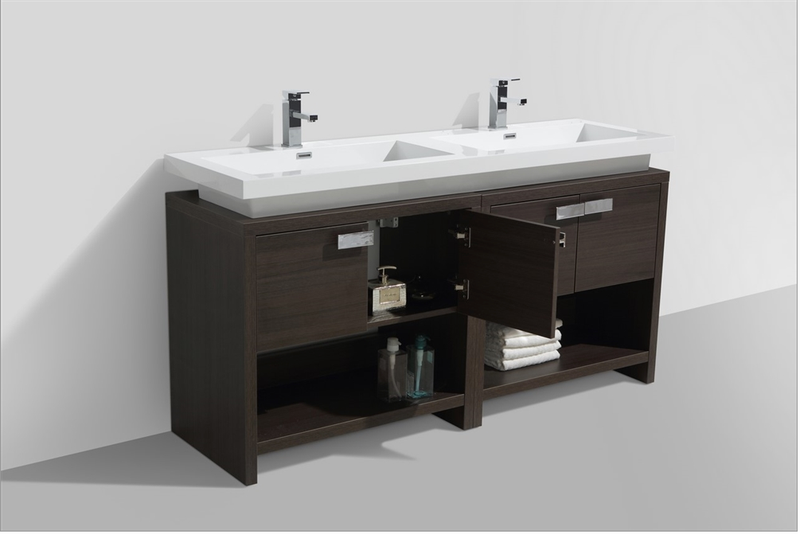Evos Boutiques 63 in double bathroom vanity  drawer open