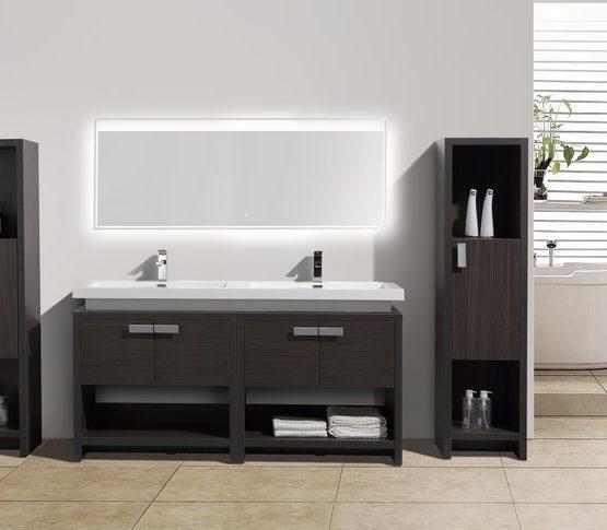 Evos Boutiques 63 in double bathroom vanity staged front view