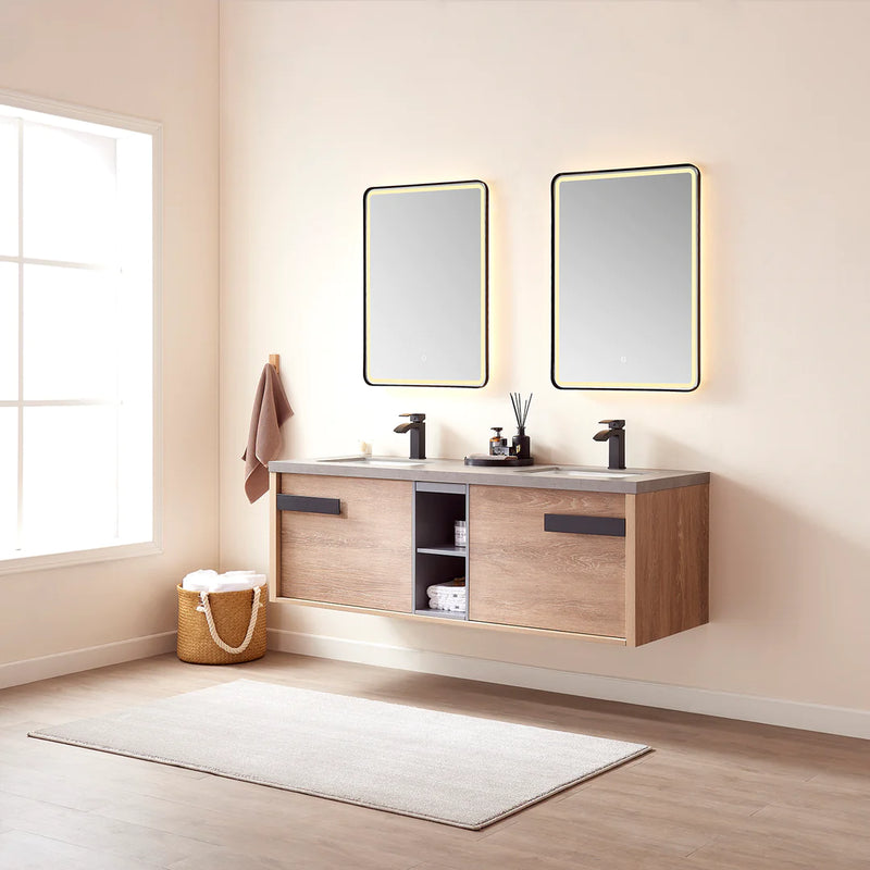 Evos Boutiques 63 in glamour oak vanity side view