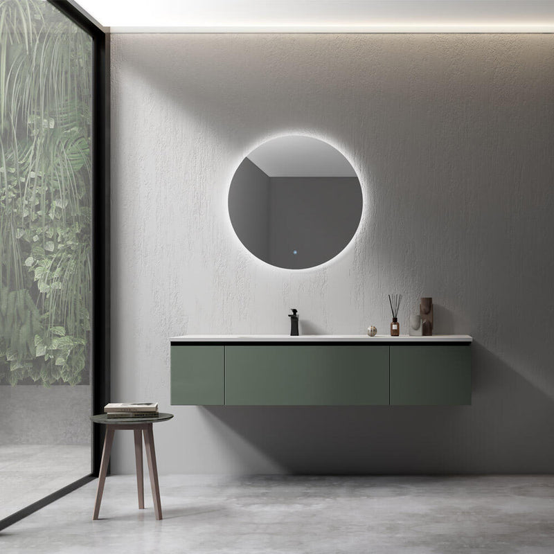 Evos Boutiques 65 in dark green bathroom vanity set zoomed in