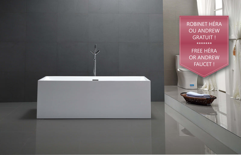 Evos Boutiques 70 in white bathtub 70 x 29.1 x 23.2 in center