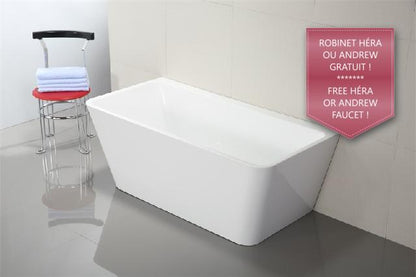 Evos Boutiques 70 in white sleek bathtub 67 x 31.5 x 23 in  angled