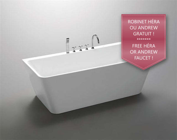 Evos Boutiques 70 in white sleek bathtub 67 x 31.5 x 23 in center