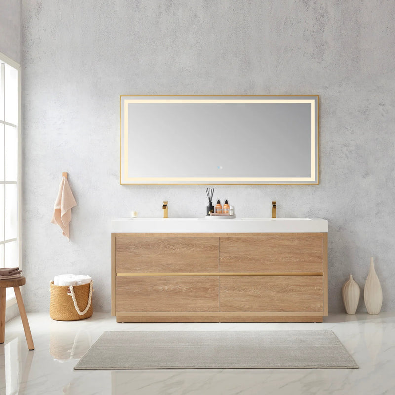 Evos Boutiques 72 in double oak sleek simple vanity centered