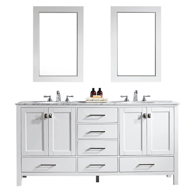 Evos Boutiques 72 in double sink pure white vanity front view