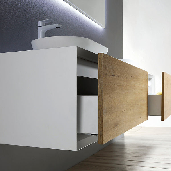 Evos Boutiques 72 in modern vessel sink drawers open