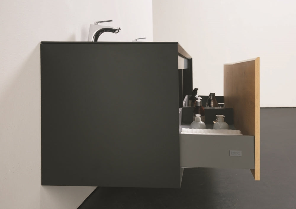 Evos Boutiques 75 in black and oak wood finish vanity duplicate