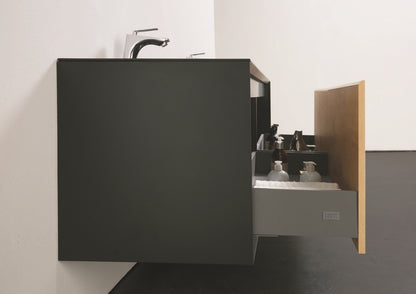 Evos Boutiques 75 in black and oak wood finish vanity duplicate