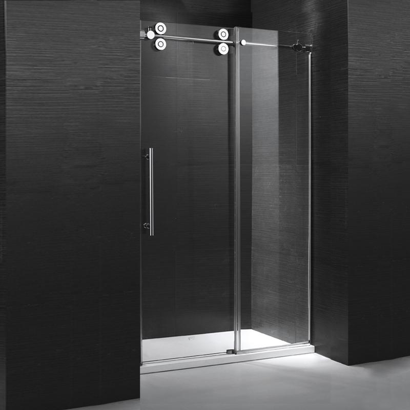 Evos Boutiques 84 in chrome shower door side panel and base black background