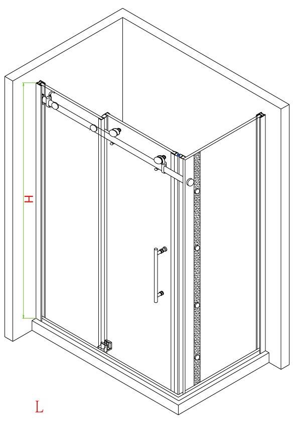 Evos Boutiques 84 in chrome shower door with magnetic kit diagram