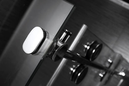 Evos Boutiques 84 in chrome shower door with magnetic kit zoomed in