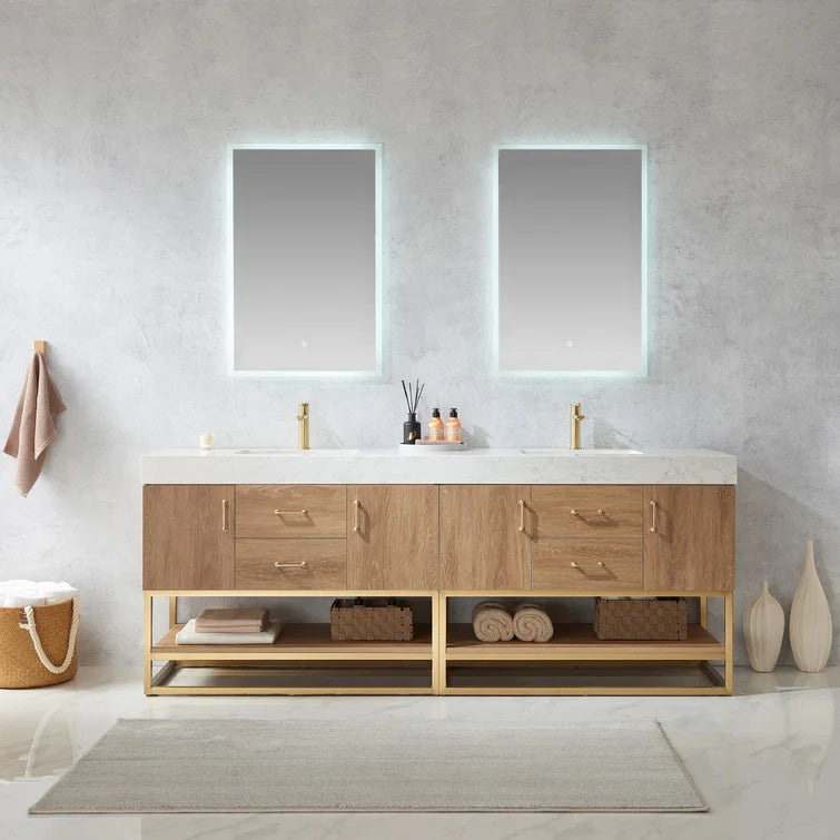 Evos Boutiques 84 in oak double sink bathroom vanity
