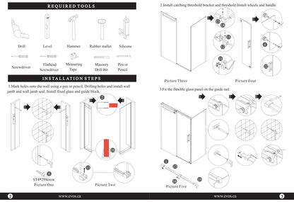 Evos Boutiques black shower door, side panel and base manuals 3
