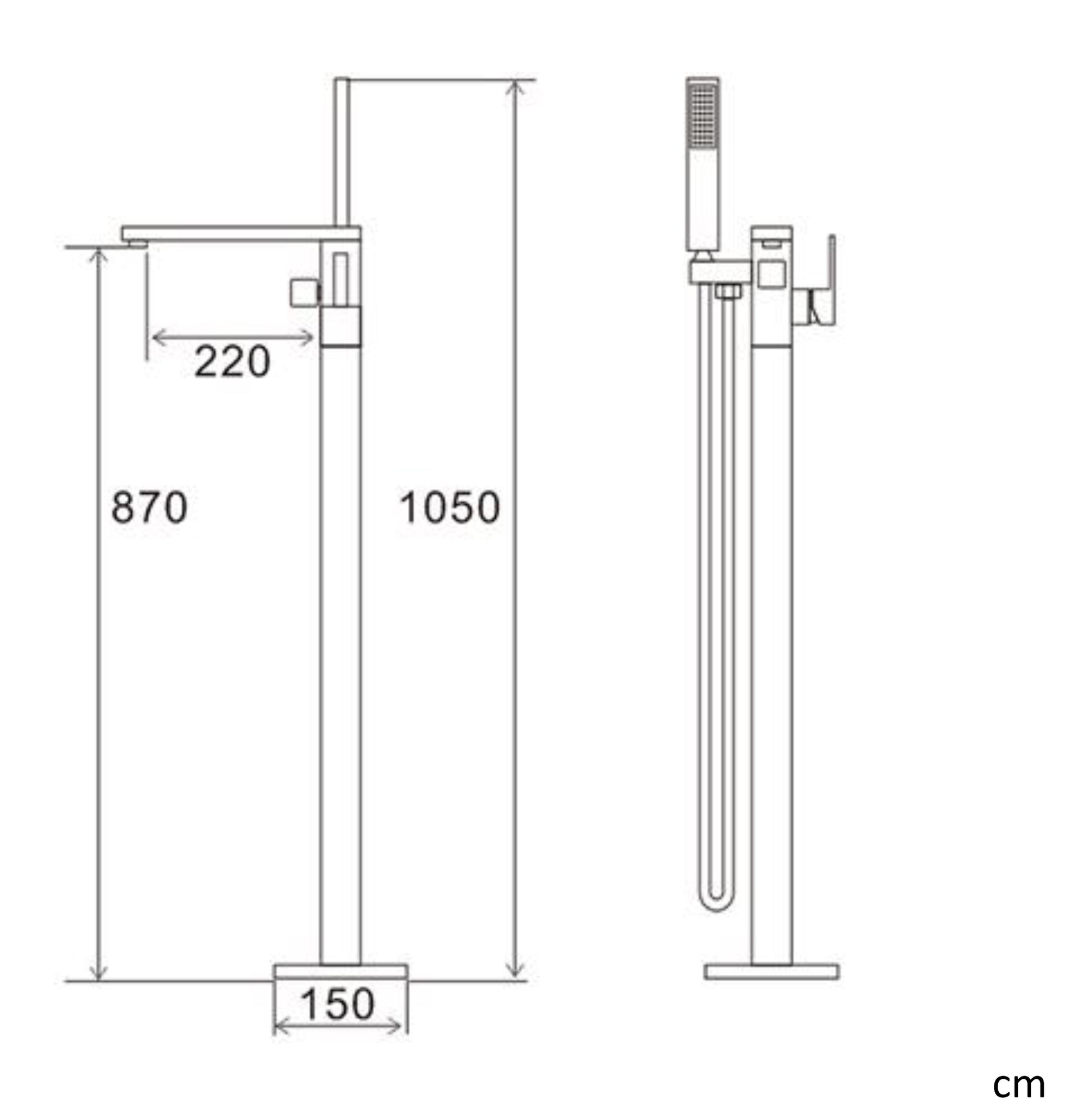 Evos Boutiques chrome freestanding bath faucet diaggram