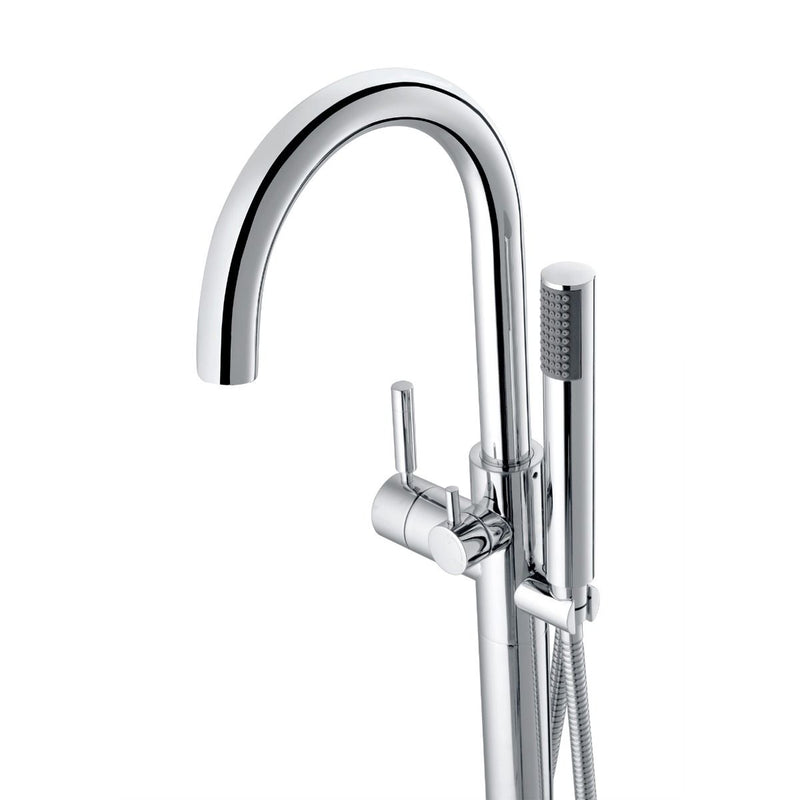 Evos Boutiques chrome freestanding sleek bath faucet left side