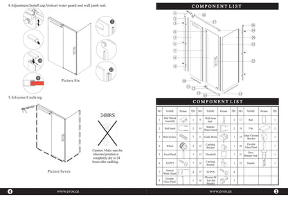 Evos Boutiques chrome shower door and base sizes vary manuals  2
