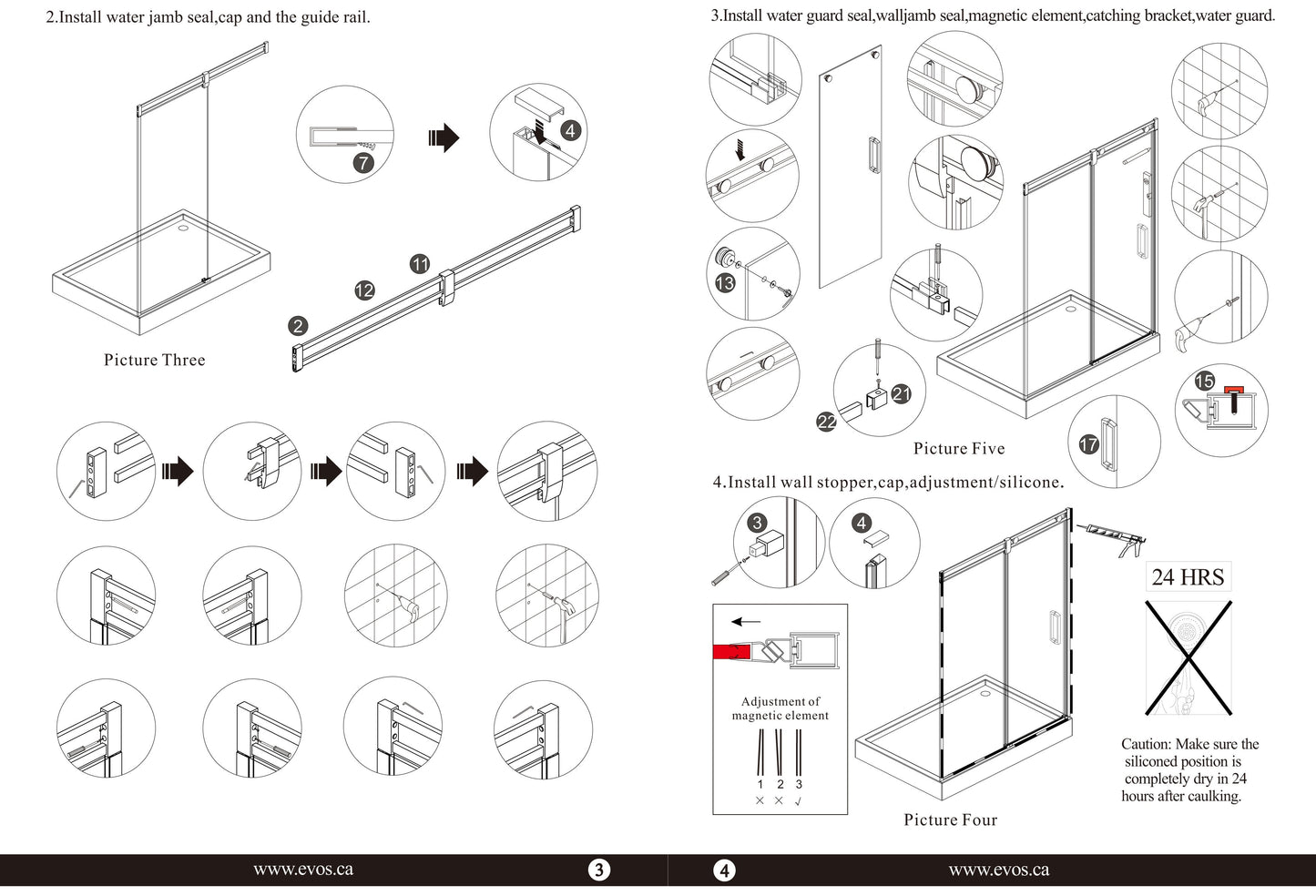 Evos Boutiques chrome shower door and base sizes vary manuals  8