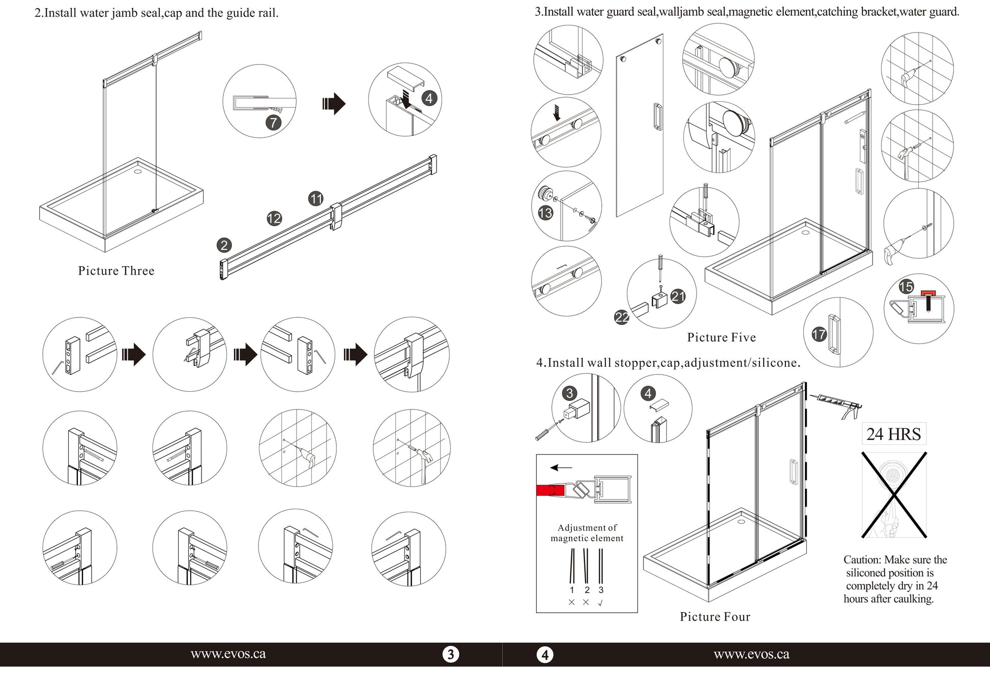 Evos Boutiques chrome shower door and base sizes vary manuals  8