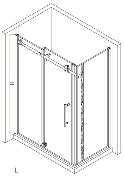 Evos Boutiques chrome shower side panel 36 x 79 in diagram