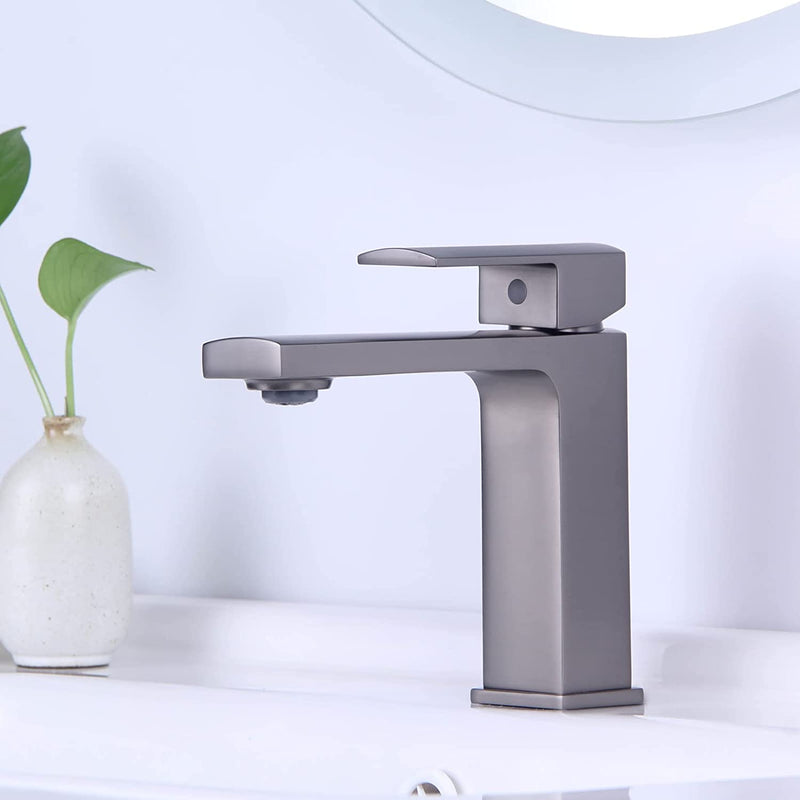 Evos Boutiques dark grey faucet staged