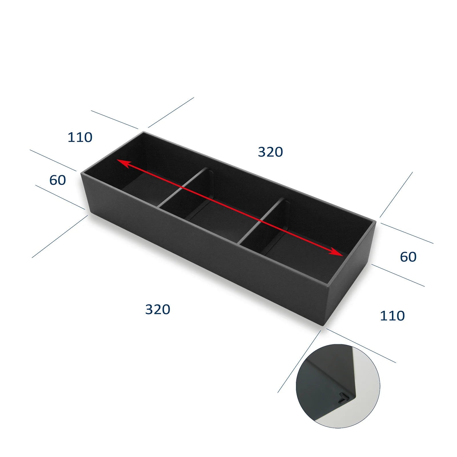 Evos Boutiques drawer organizer measurements