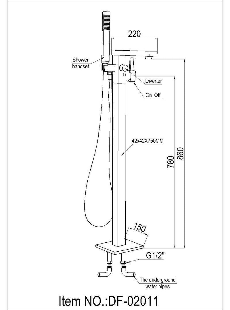 Evos Boutiques freestanding bath faucet  diagram