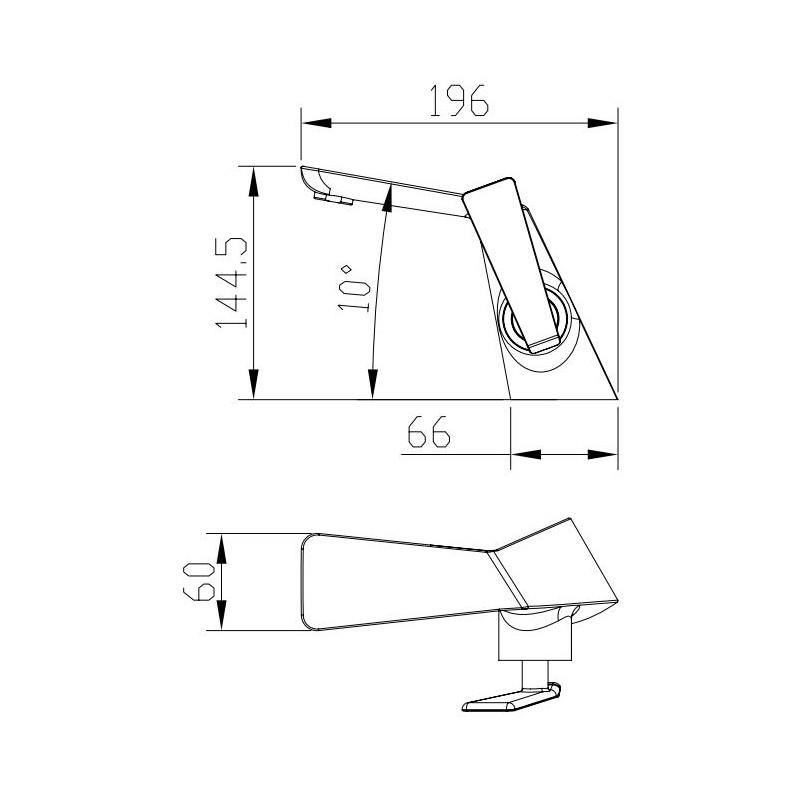 Evos Boutiques matte black and gold faucet diagram