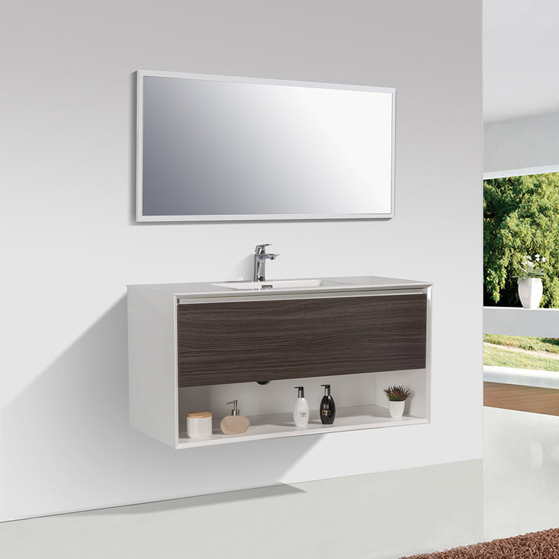 Evos Boutiques white and walnut finish vanity 47.2 x 19 x 30 in