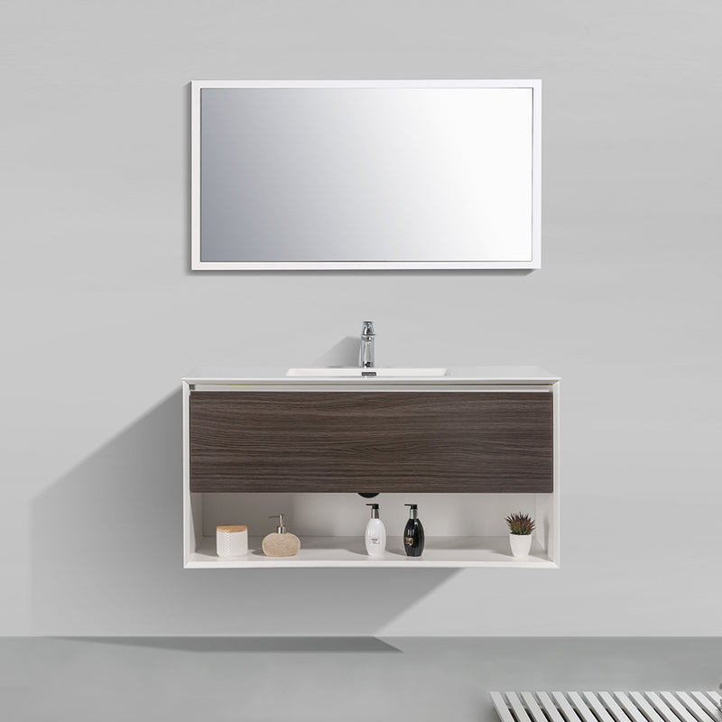Evos Boutiques white and walnut finish vanity 47.2 x 19 x 30 in centered