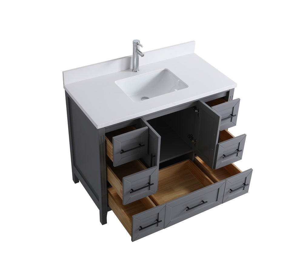 Evos_Brand_AURA 42" Grey Top view with opened drawers