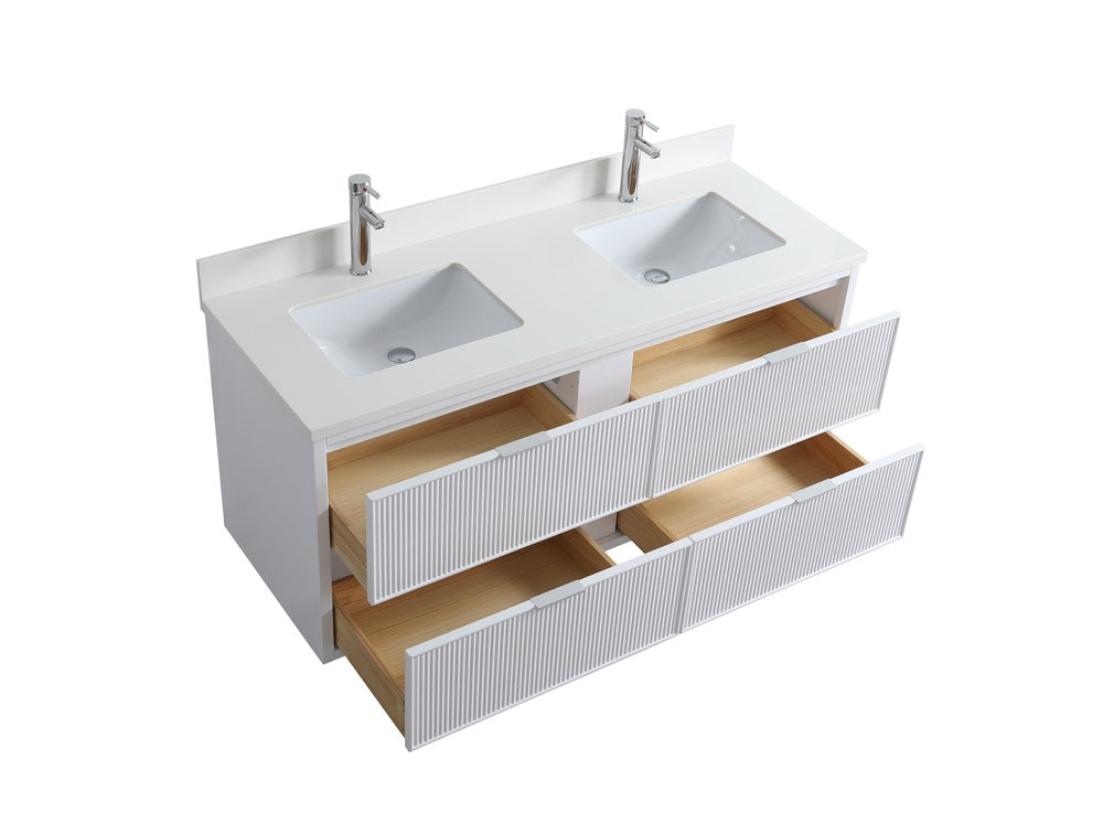 Evos_Brand_Segreto double vanity top view & opened drawers