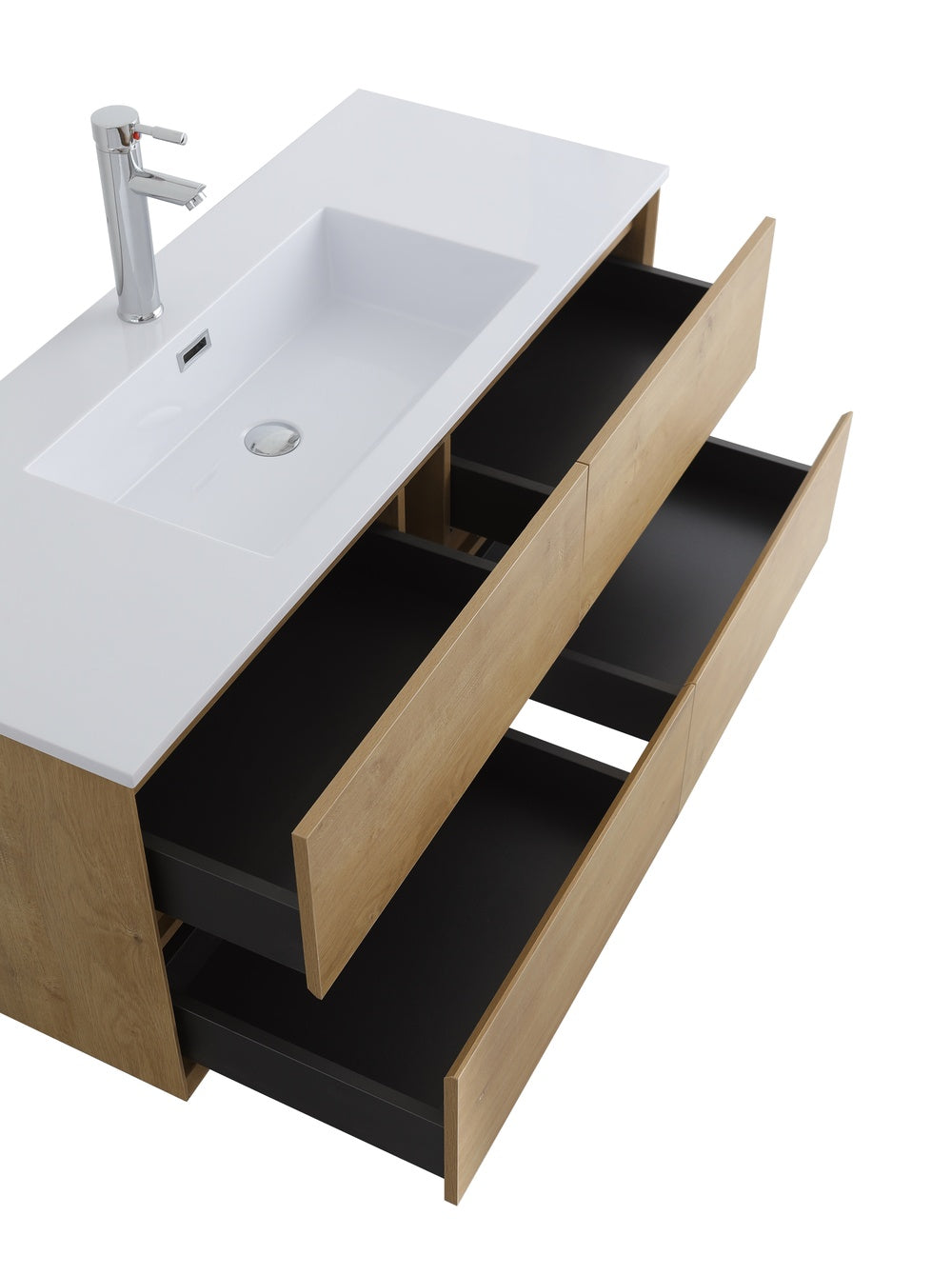 Evos Brand Vanity EXPECT Gold Opened Drawers side view
