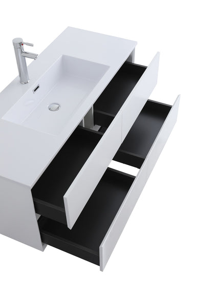 Evos Brand Vanity EXPECT White opened drawers side view