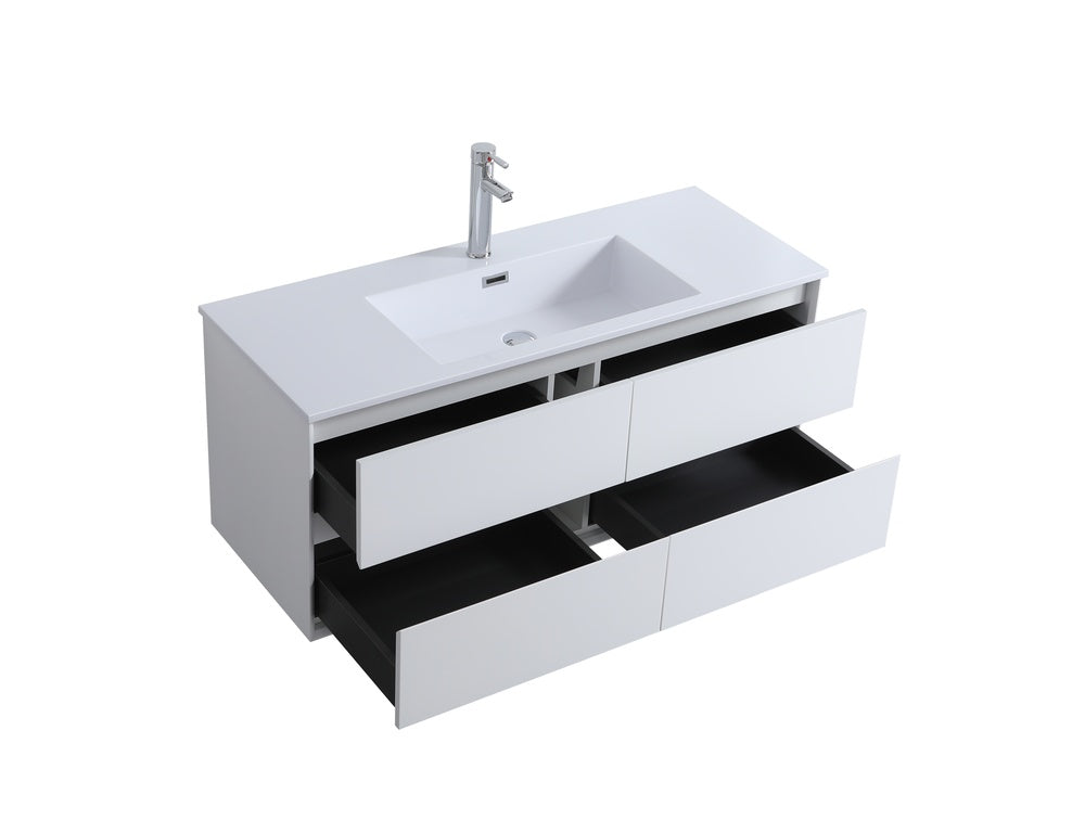 Evos Brand Vanity EXPECT White opened drawers view