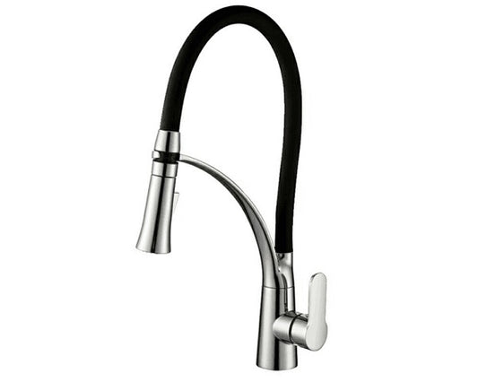  Kitchen Faucet with Black Silicone Hose in Polished Chrome