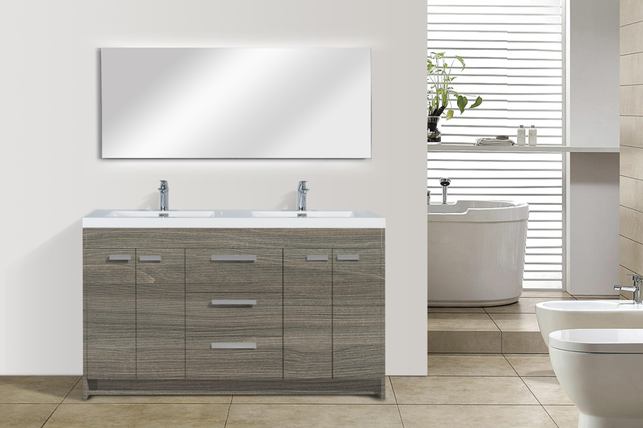 Lugano 60in Double Sink Free-Standing Vanity