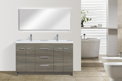 Lugano 60in Double Sink Free-Standing Vanity