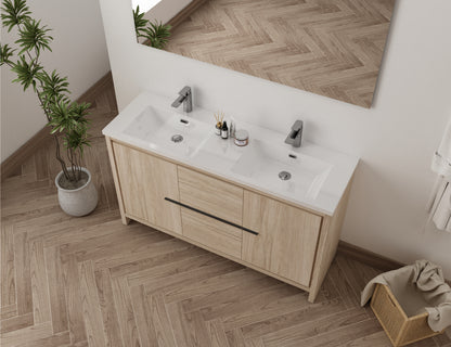 Monako 60" Bathroom Vanity - Light Oak