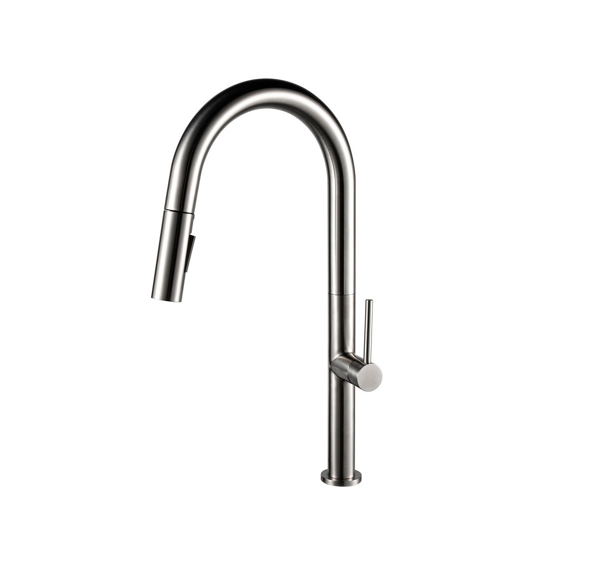 Nickel Kitchen Faucet with Pull Down close view.