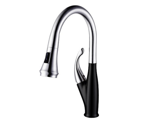 One Handle Pull out Kitchen Faucet with Black & Chrome