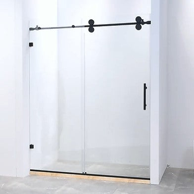 La Quintessence I Black Shower Door & Base - Alcove Installation W/ Magnet kit 84"H